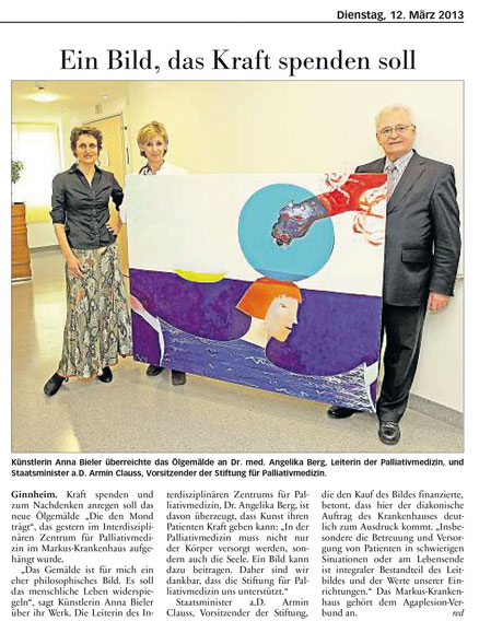 Bildübergabe Markus-Krankenhaus 03/2013 - Titel: Ein Bild, das Kraft spenden soll